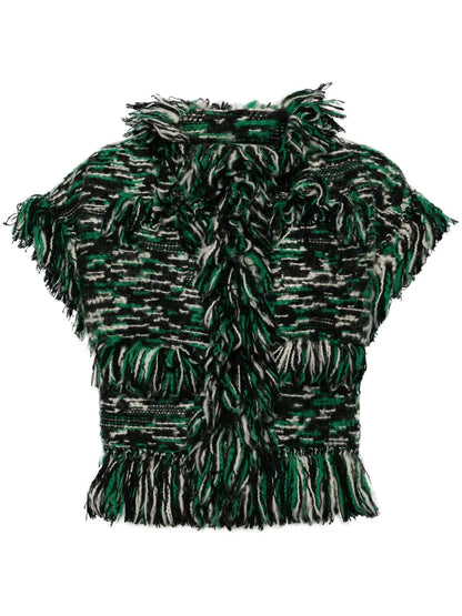 Fringed-Edge Knitted Jacket