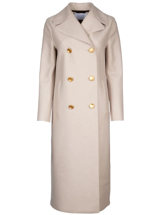 Peak-Lapels Wool Double-Breasted Coat