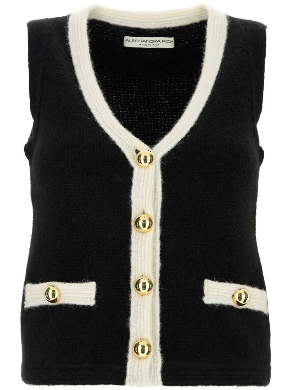 Contrast-Trim Knitted Vest
