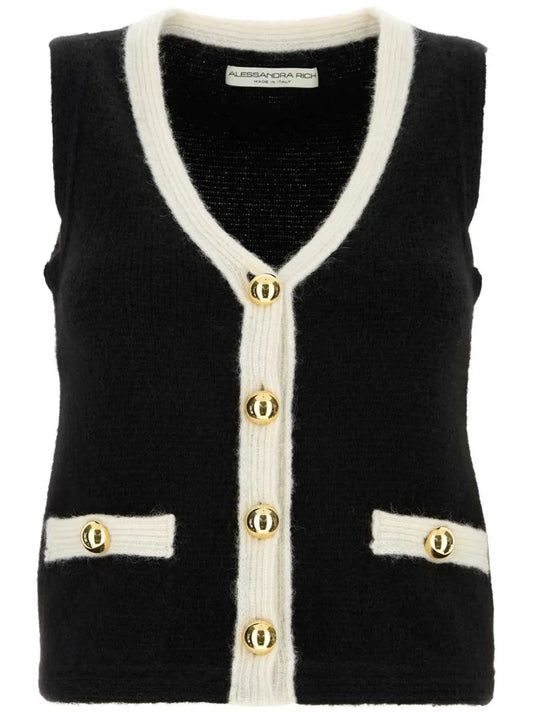 Contrast-Trim Knitted Vest