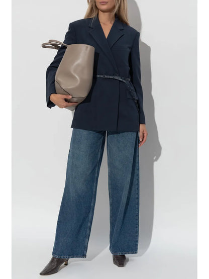 Double-Breasted Crepe Blazer