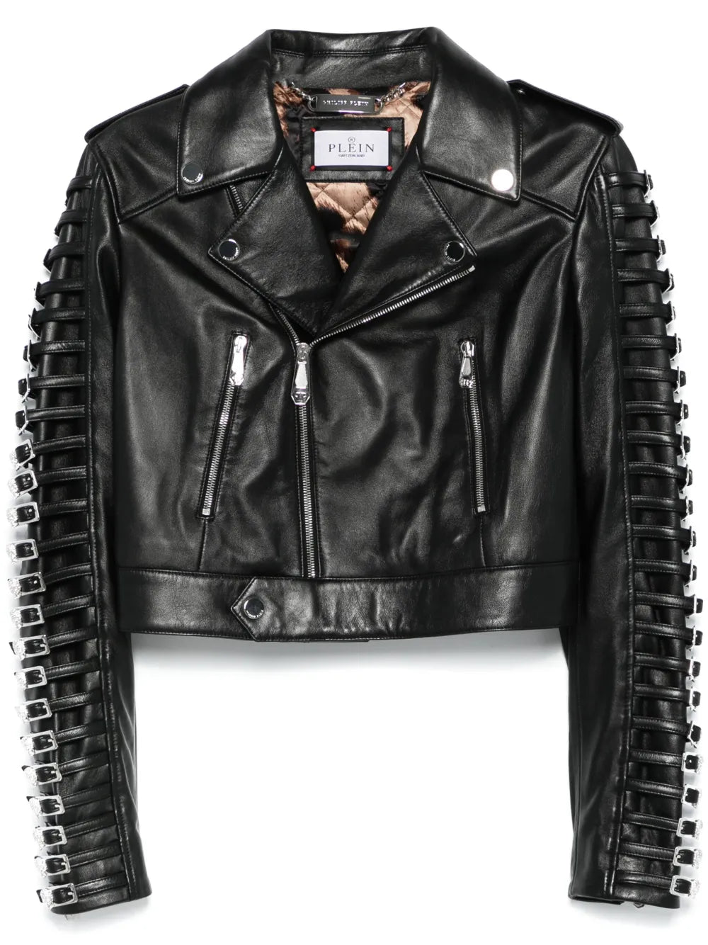 Crystal-Buckle Biker Jacket