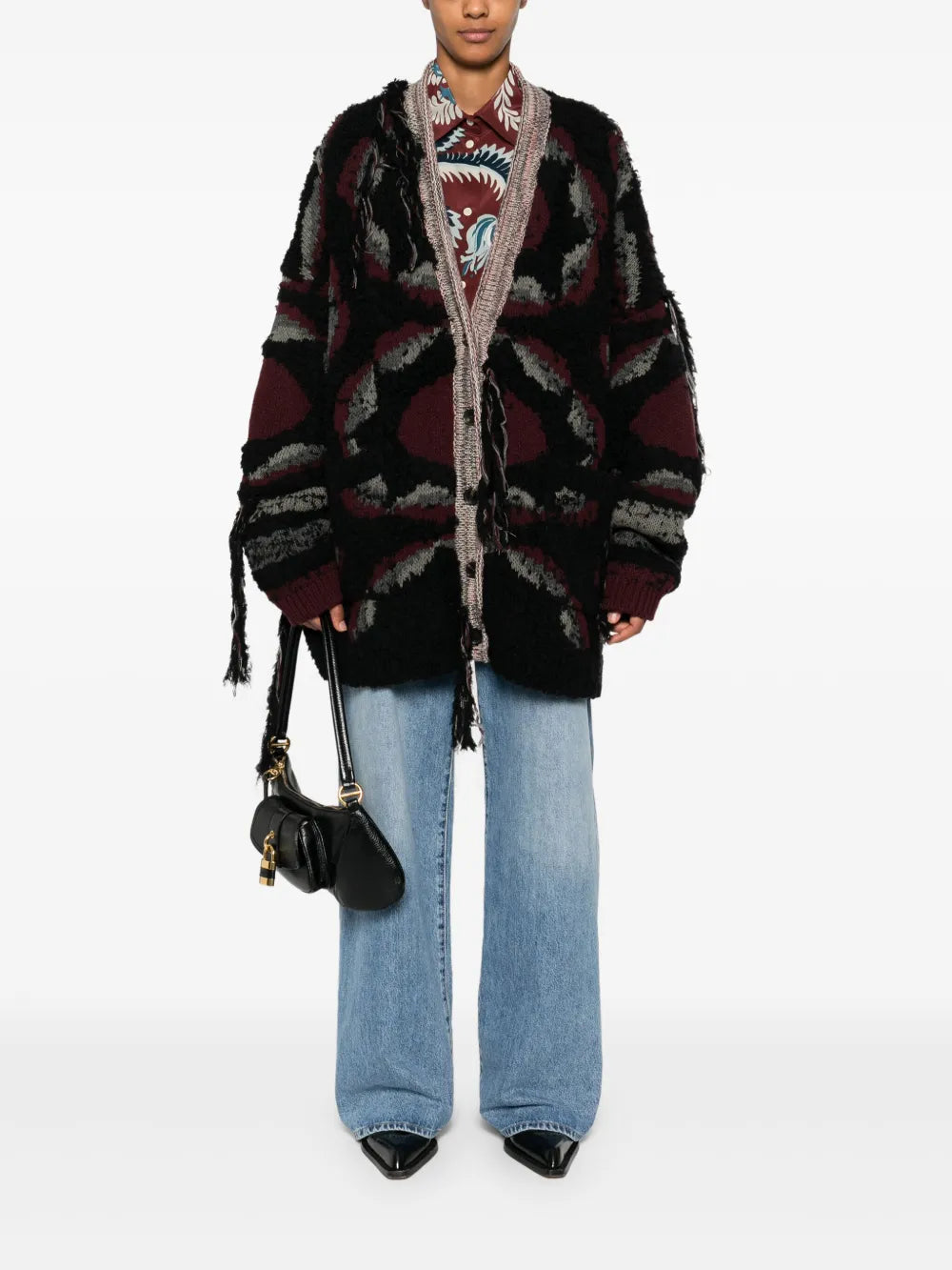 Distressed-Effect Cardigan