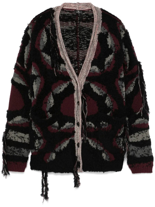 Distressed-Effect Cardigan