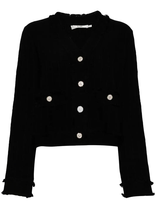 Fringed V-Neck Cardigan