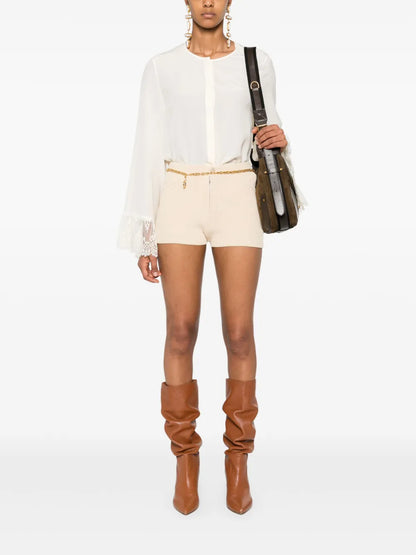 Crepe-De-Chine Collarless Blouse