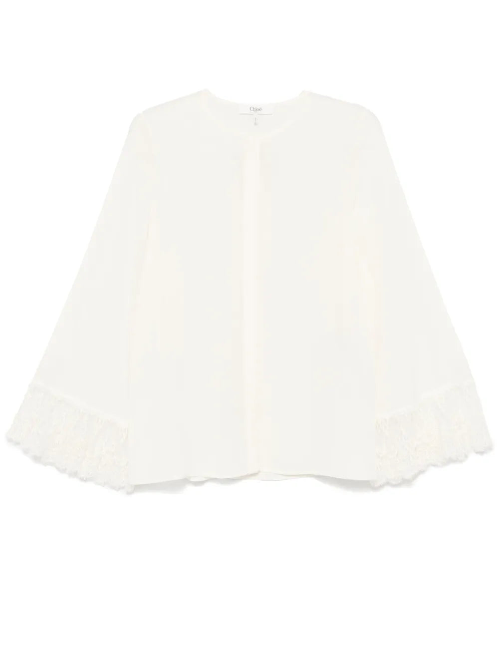 Crepe-De-Chine Collarless Blouse