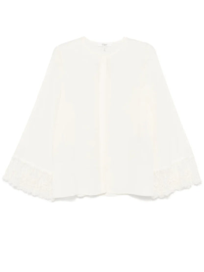 Crepe-De-Chine Collarless Blouse