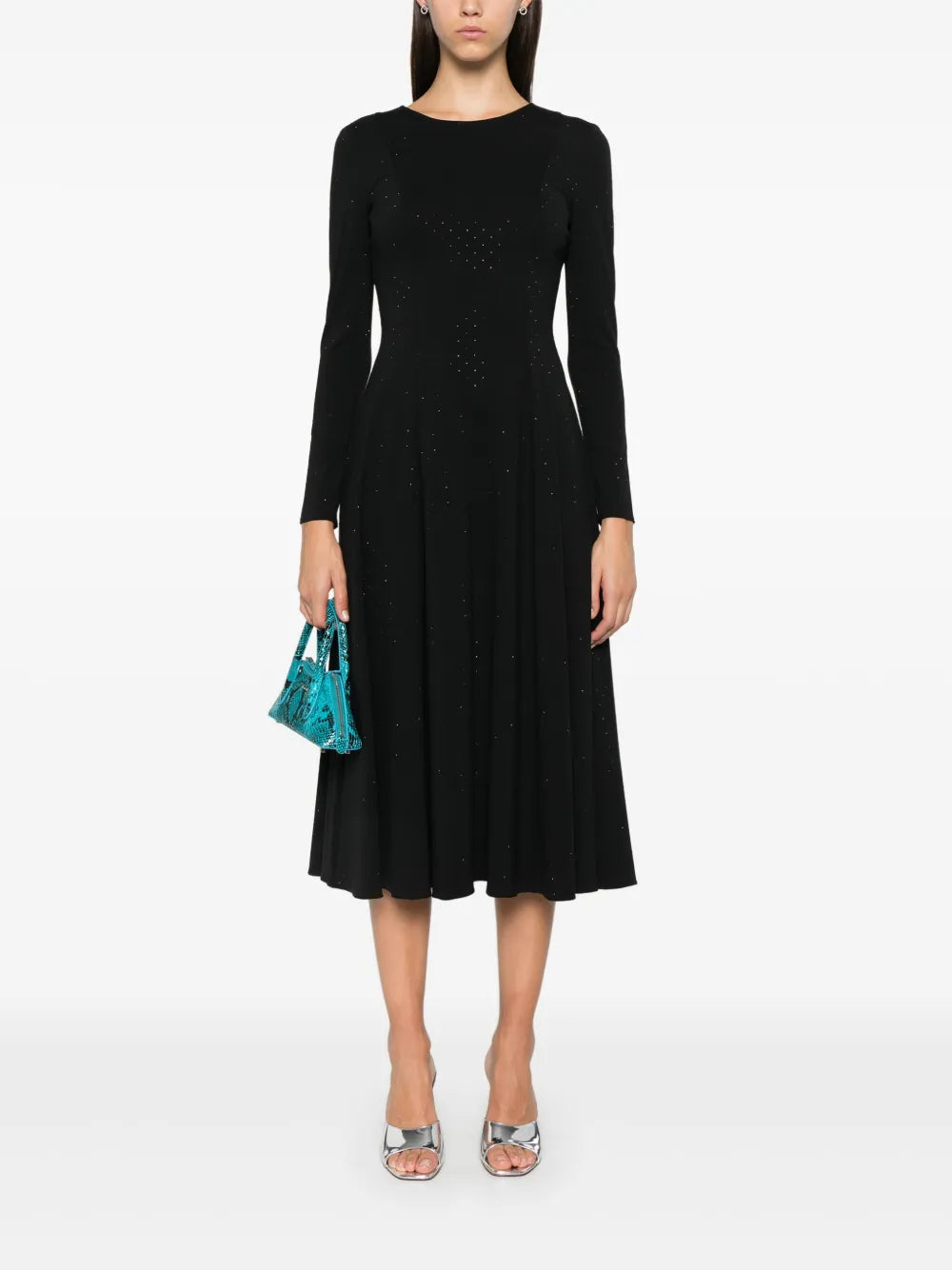 Rhinestone-Embellished Midi Dress
