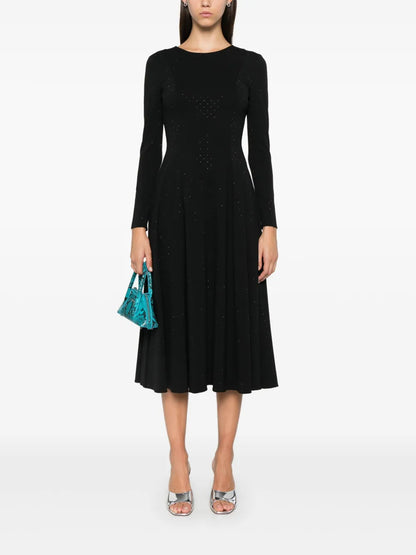 Rhinestone-Embellished Midi Dress