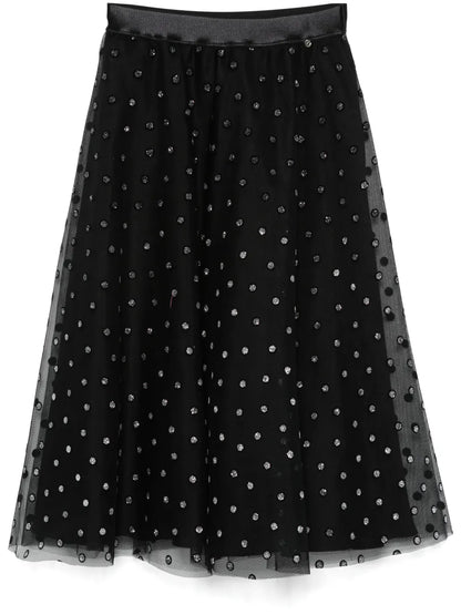 Polka-Dot Print Midi Skirt