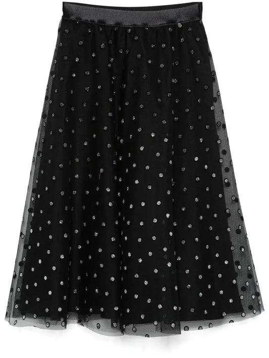 Polka-Dot Print Midi Skirt