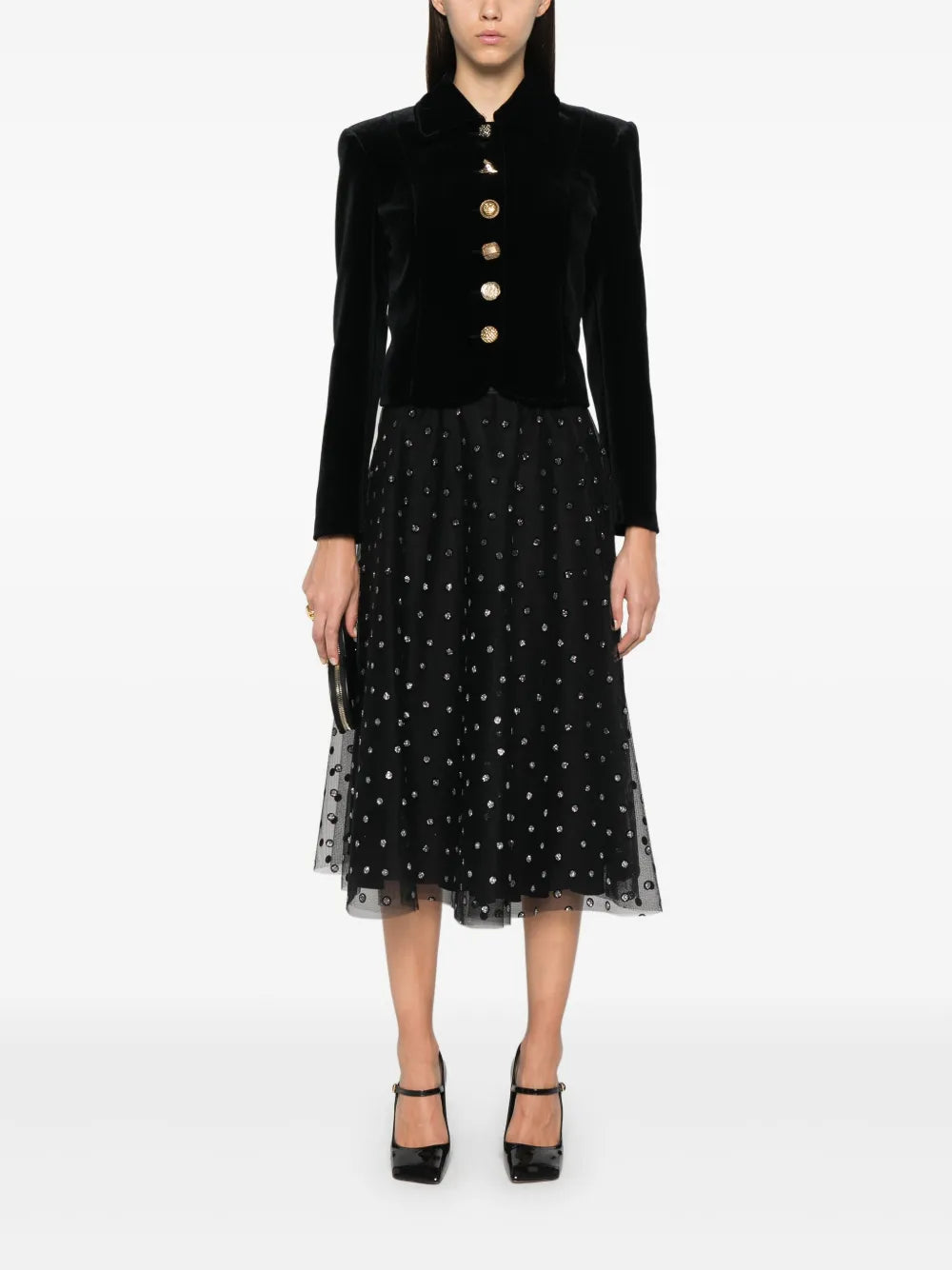 Polka-Dot Print Midi Skirt