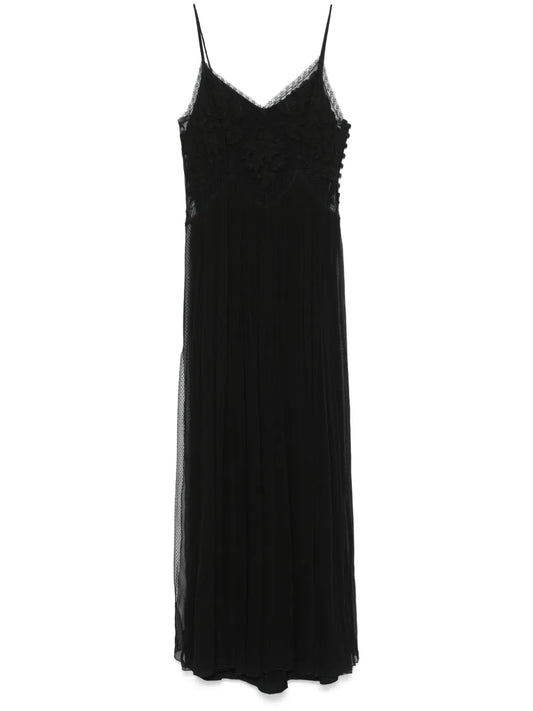 Floral-Appliqué Maxi Dress