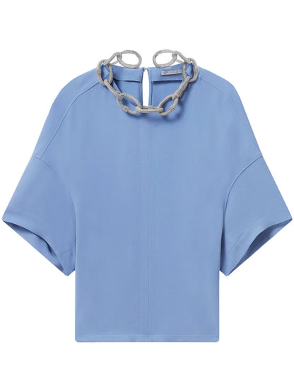 Chain-Detail Short-Sleeve Top