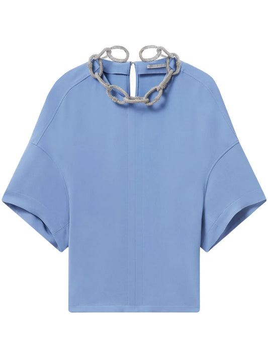 Chain-Detail Short-Sleeve Top