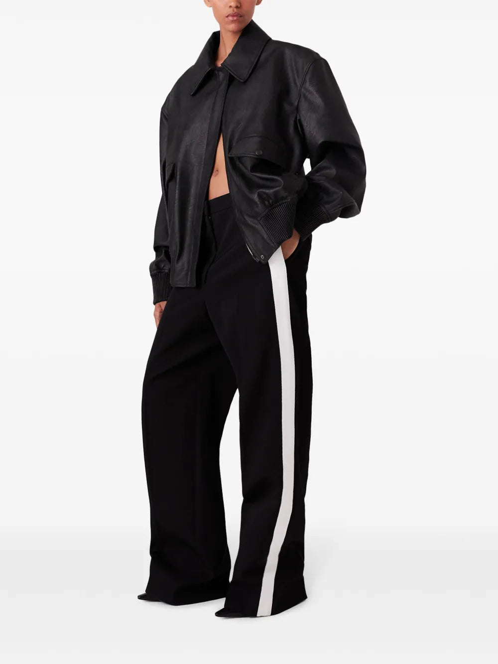 Stripe-Detail Straight-Leg Trousers