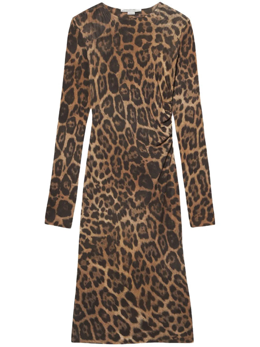 Leopard-Print Midi Dress