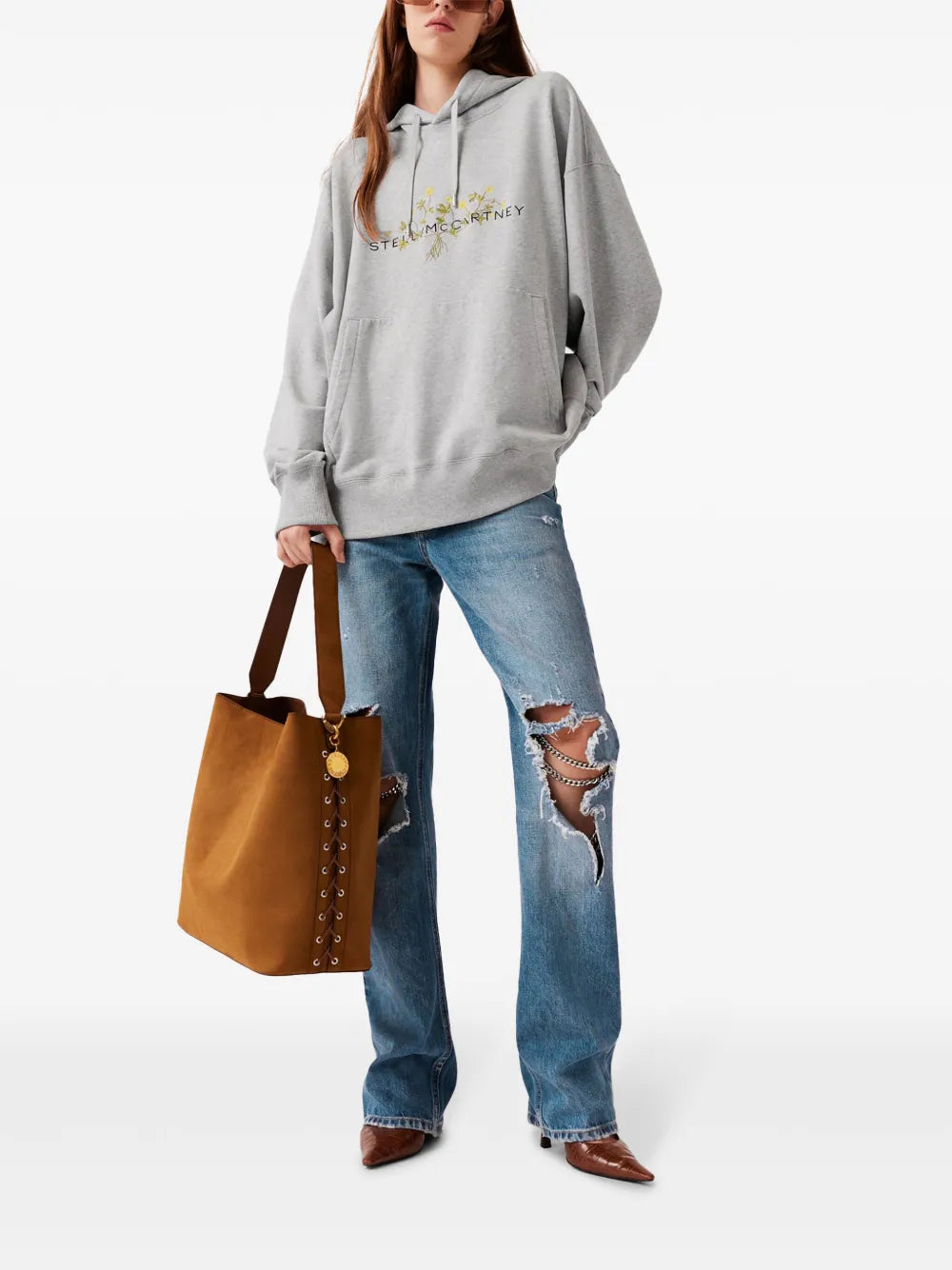 Floral-Embroidery Hoodie