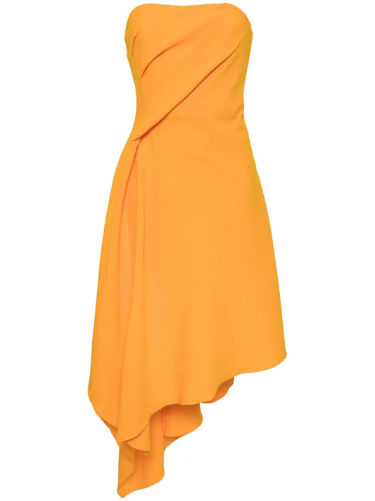 Asymmetric Crepe Midi Dress