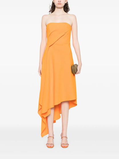 Asymmetric Crepe Midi Dress