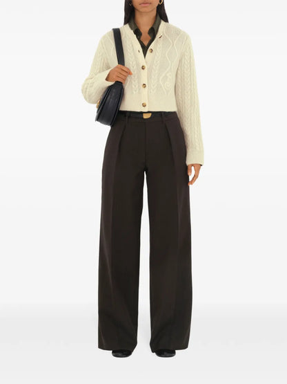 Cropped Aran-Knit Cardigan