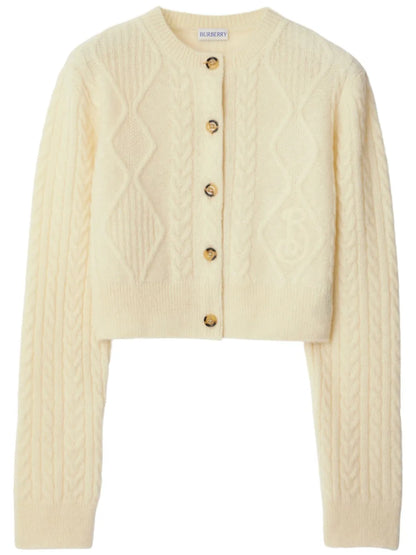 Cropped Aran-Knit Cardigan