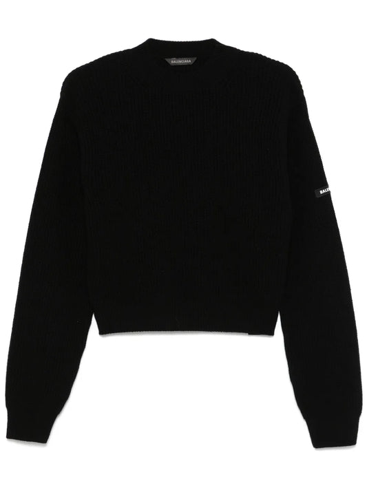 Patch Cropped Sweater