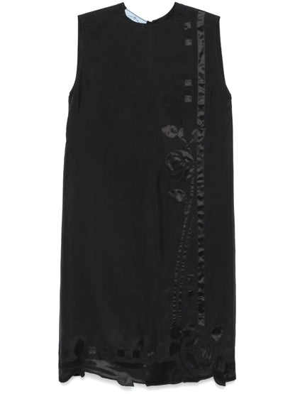 Floral-Appliqué Midi Dress
