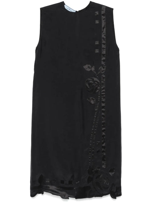 Floral-Appliqué Midi Dress