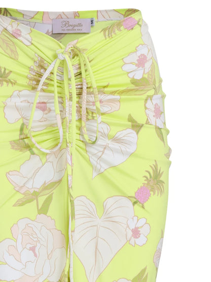 Draped Floral-Print Skirt