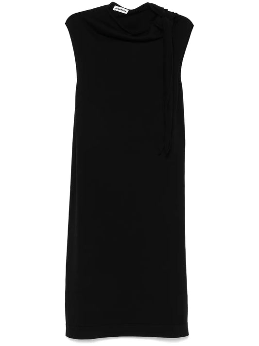 Fine Knit Draped-Detailed Midi Dress