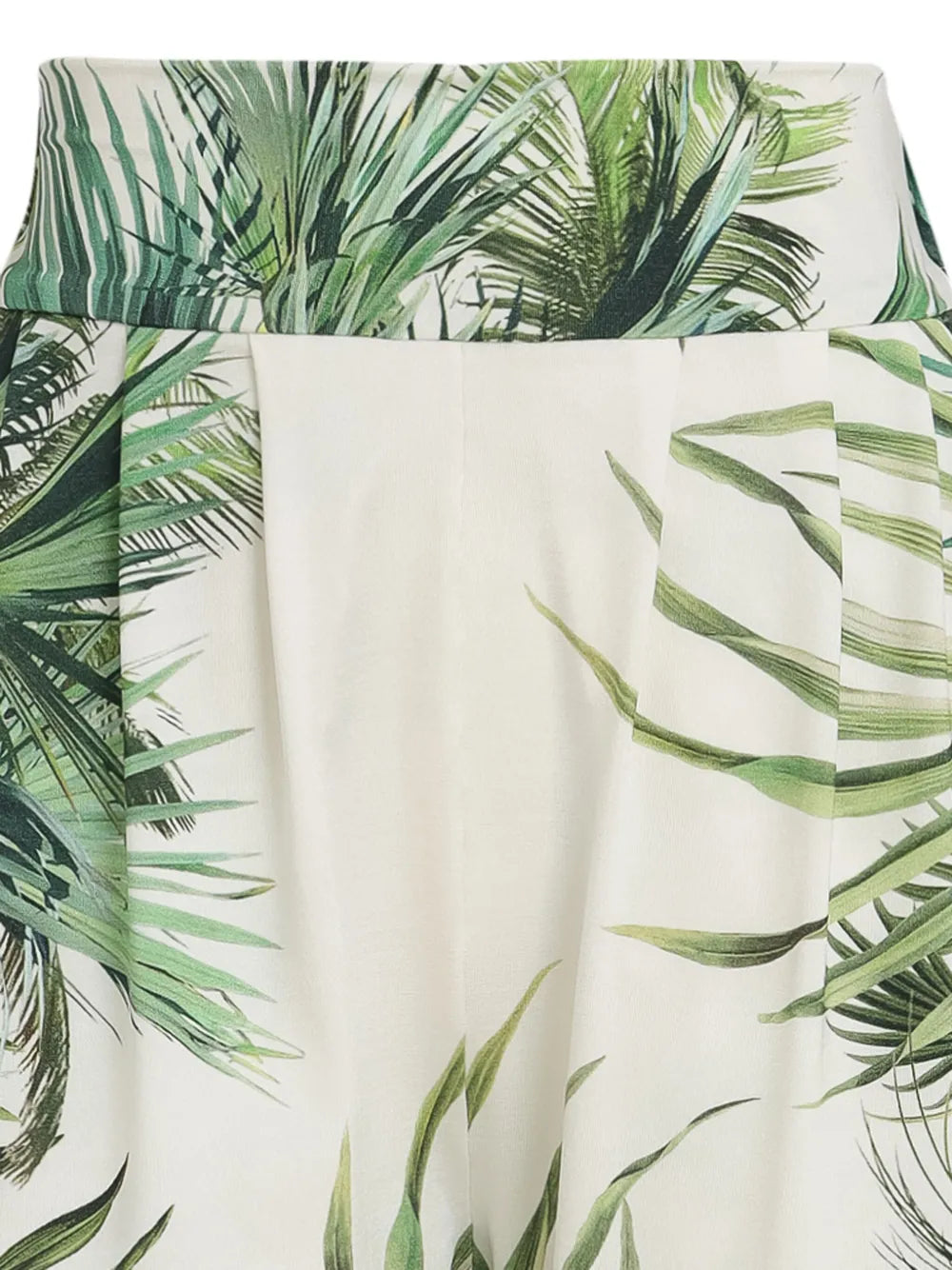 Leaf-Print High-Waisted Trousers