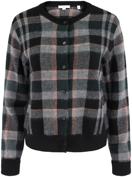 Plaid-Pattern Cardigan
