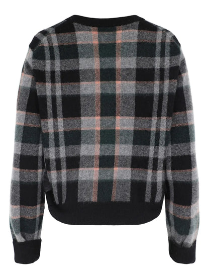 Plaid-Pattern Cardigan