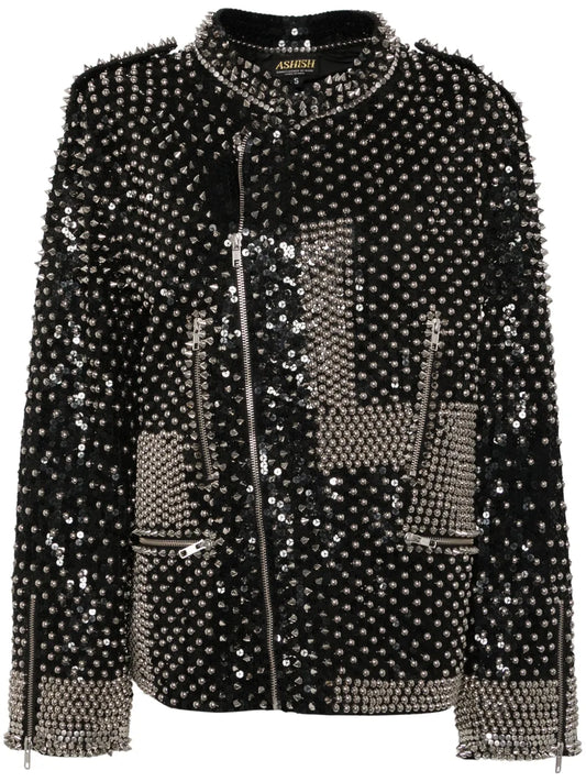 Stud And Sequin Embellishment Jacket