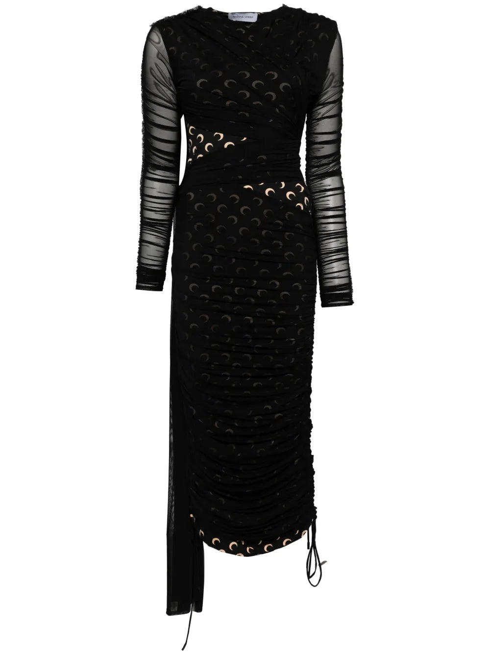 Crescent-Moon-Print Draped Dress