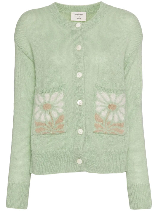 Flower-Patterned Cardigan