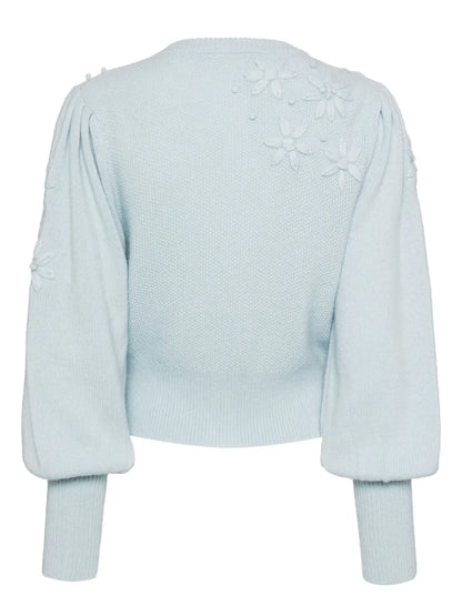 Floral-Embroidered Cardigan