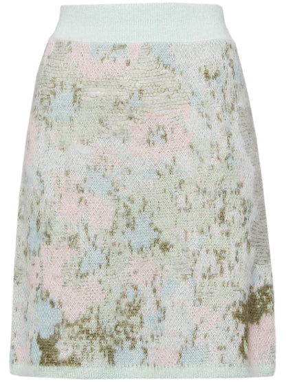 Floral-Intarsia Knitted Skirt
