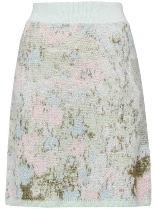 Floral-Intarsia Knitted Skirt