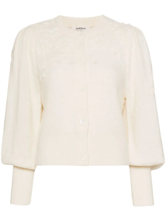 Floral-Embroidered Cardigan