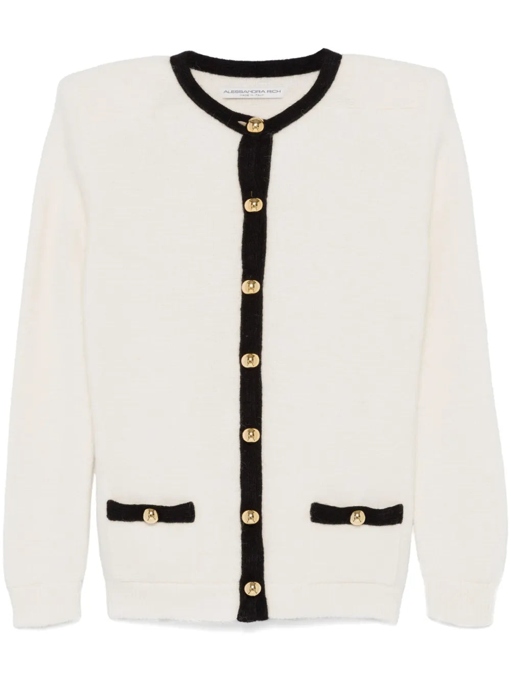 Contrasting-Trim Cardigan