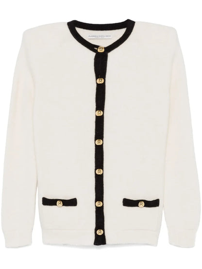 Contrasting-Trim Cardigan