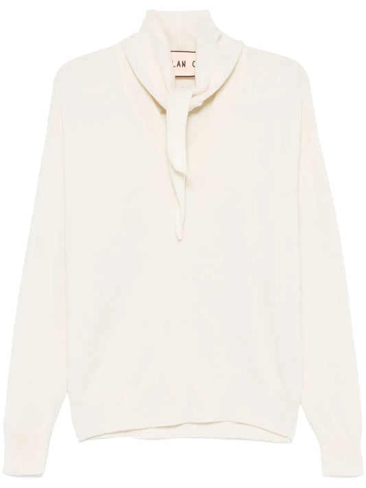 Shawl-Embellished Sweater