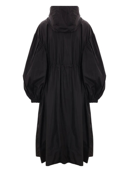 Long-Puff-Sleeve Trapeze Parka