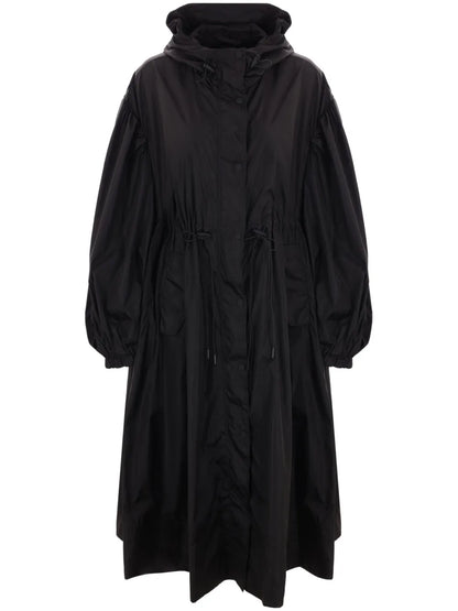 Long-Puff-Sleeve Trapeze Parka