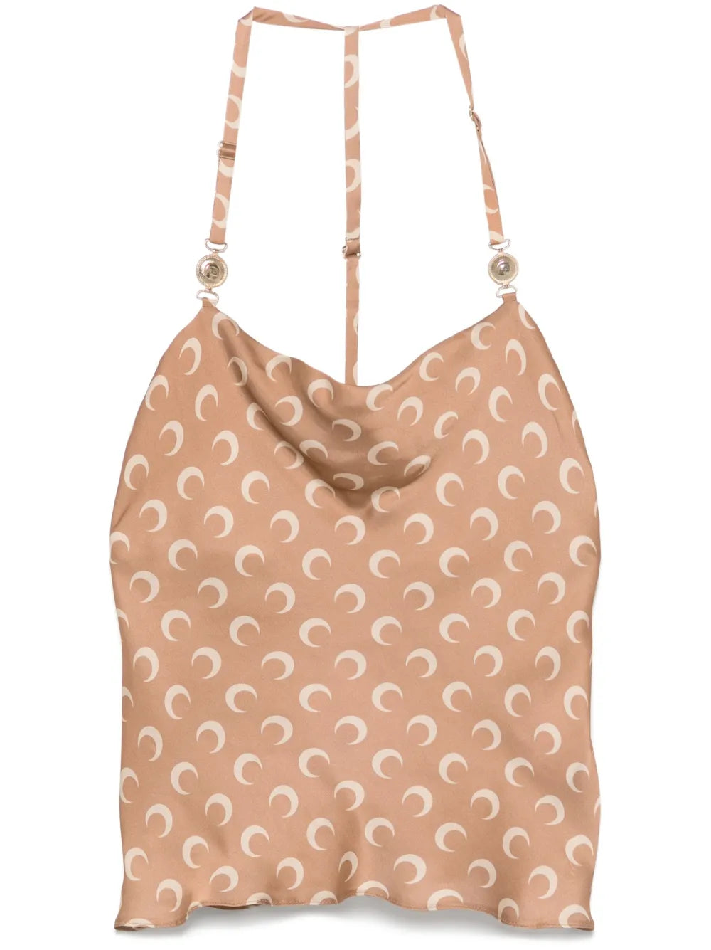 Crescent Moon-Print Satin Top