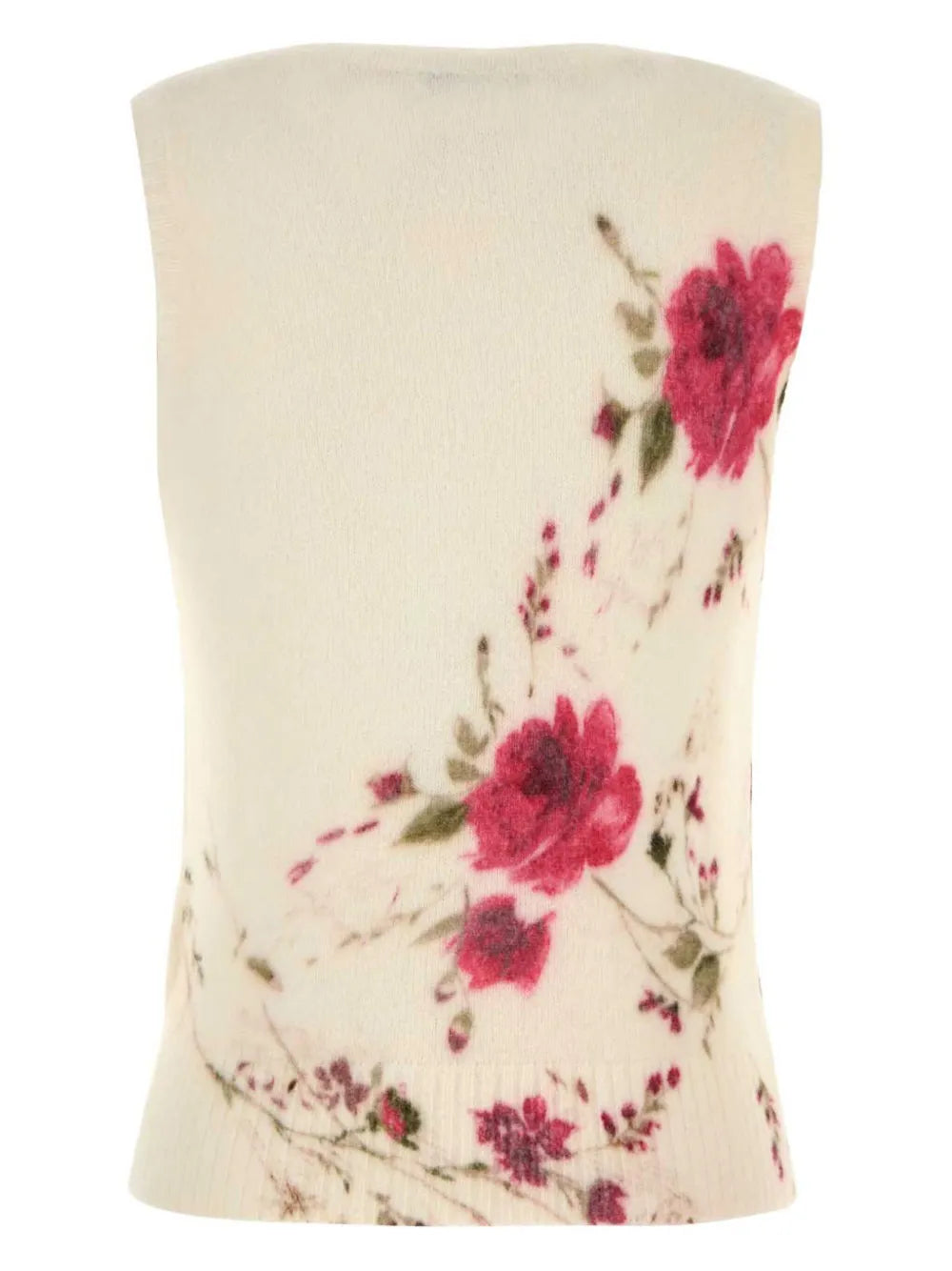 Rose-Print Knitted Tank Top