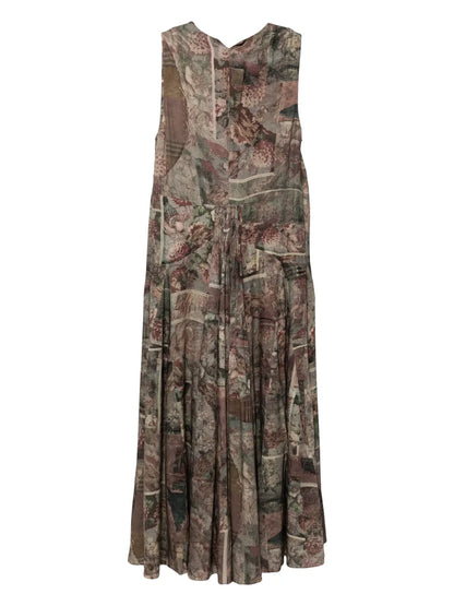 Abstract-Print Midi Dress